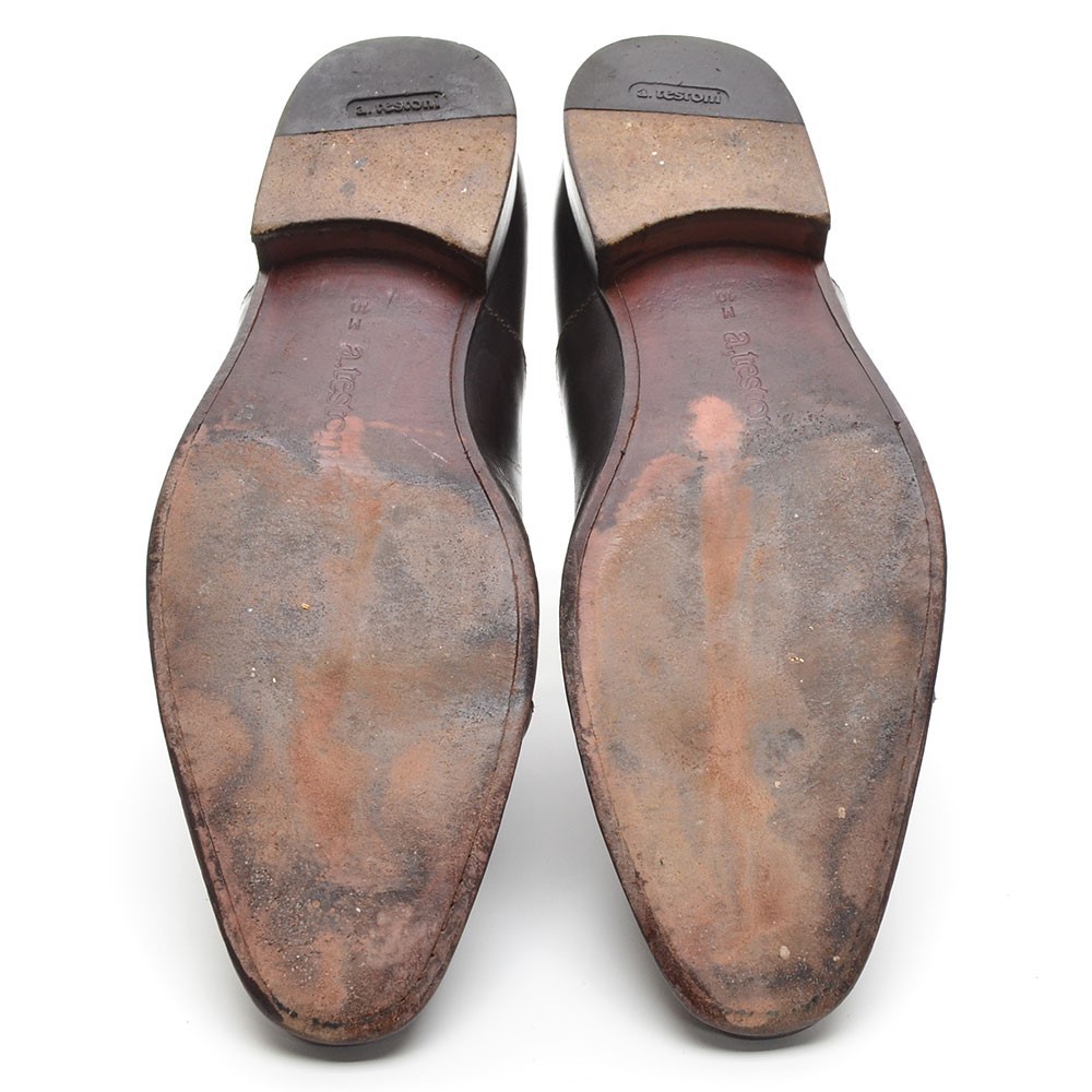 Men A. Testoni Basic Brown Leather Cap Toe Oxford… - image 6